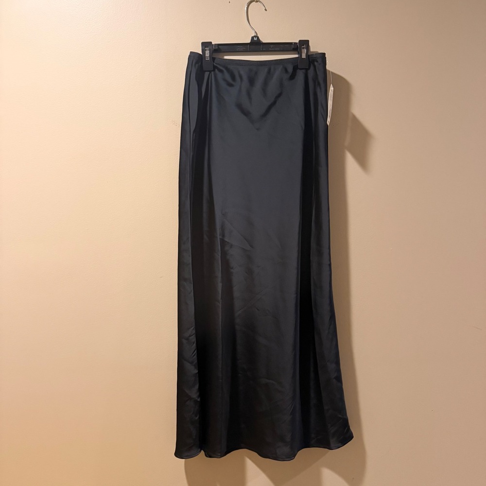 A New Day Maxi Slip Skirt Women S Black Satin Minimalist Capsule Wardrobe Formal